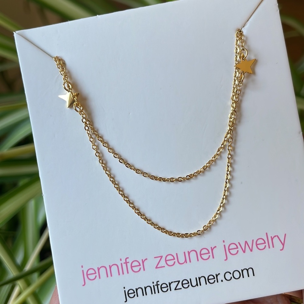 NEW Jennifer Zeuner Necklace Stars Double Chain Jewelry Gold JEN-FA-001 - Picture 6 of 16